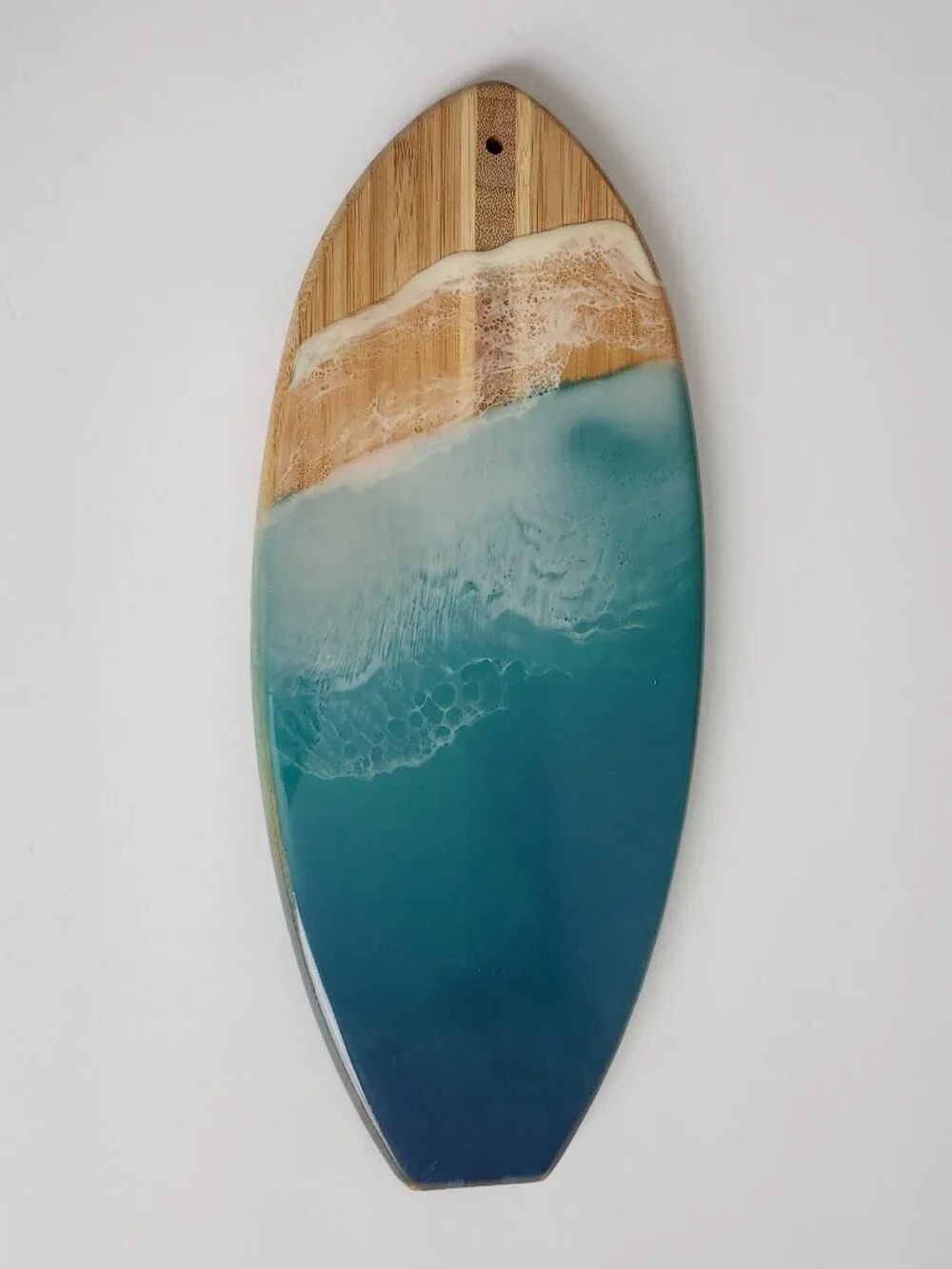 Bamboo Surfboard Epoxy Resin Ocean Wave Beach Wall Art Coastal 14.25